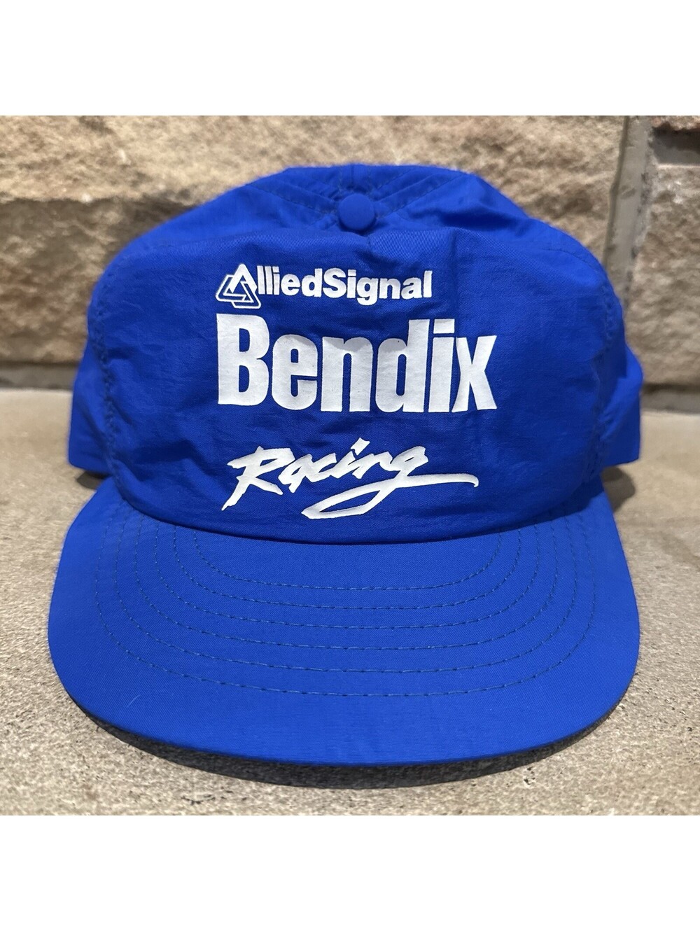 Vintage Bendix Racing AlliedSignal Hat Snapback Cap Nylon Car Brake Promo 90s
